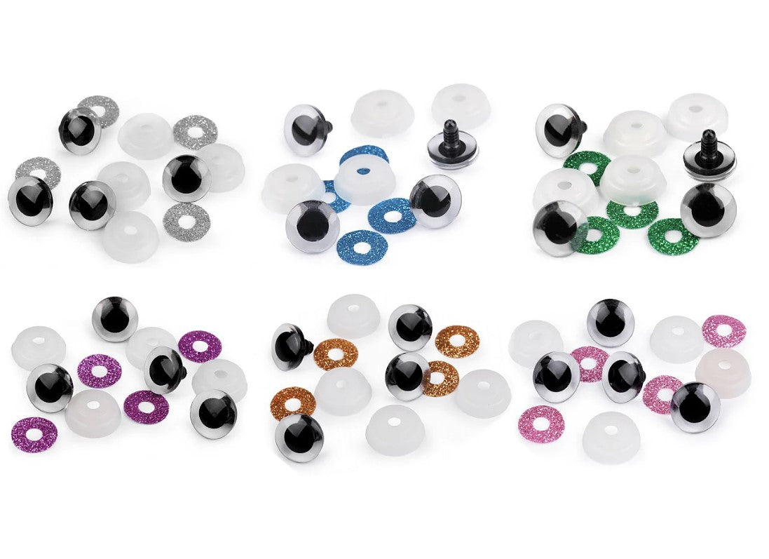 Ochi pentru jucarii cu sclipici - 20mm - Argintiu (2set)