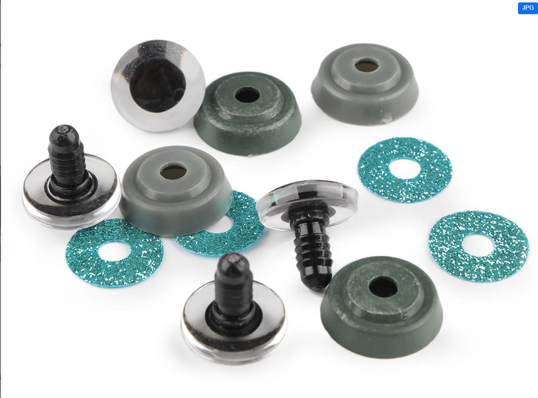 Ochi pentru jucarii cu sclipici - 20mm - Turcoaz(2set)