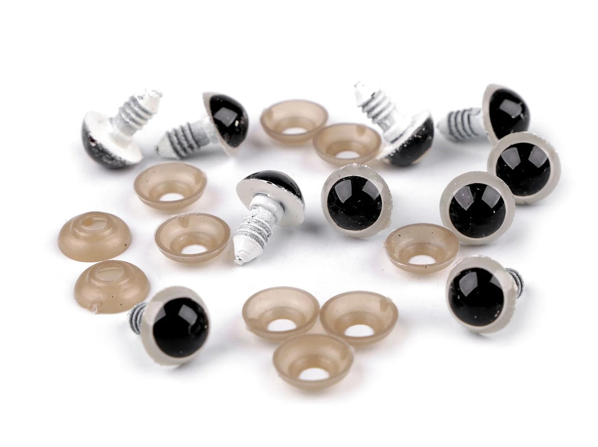 Ochi pentru jucarii cu dispozitiv de prindere Ø14 mm - Alb (10set)