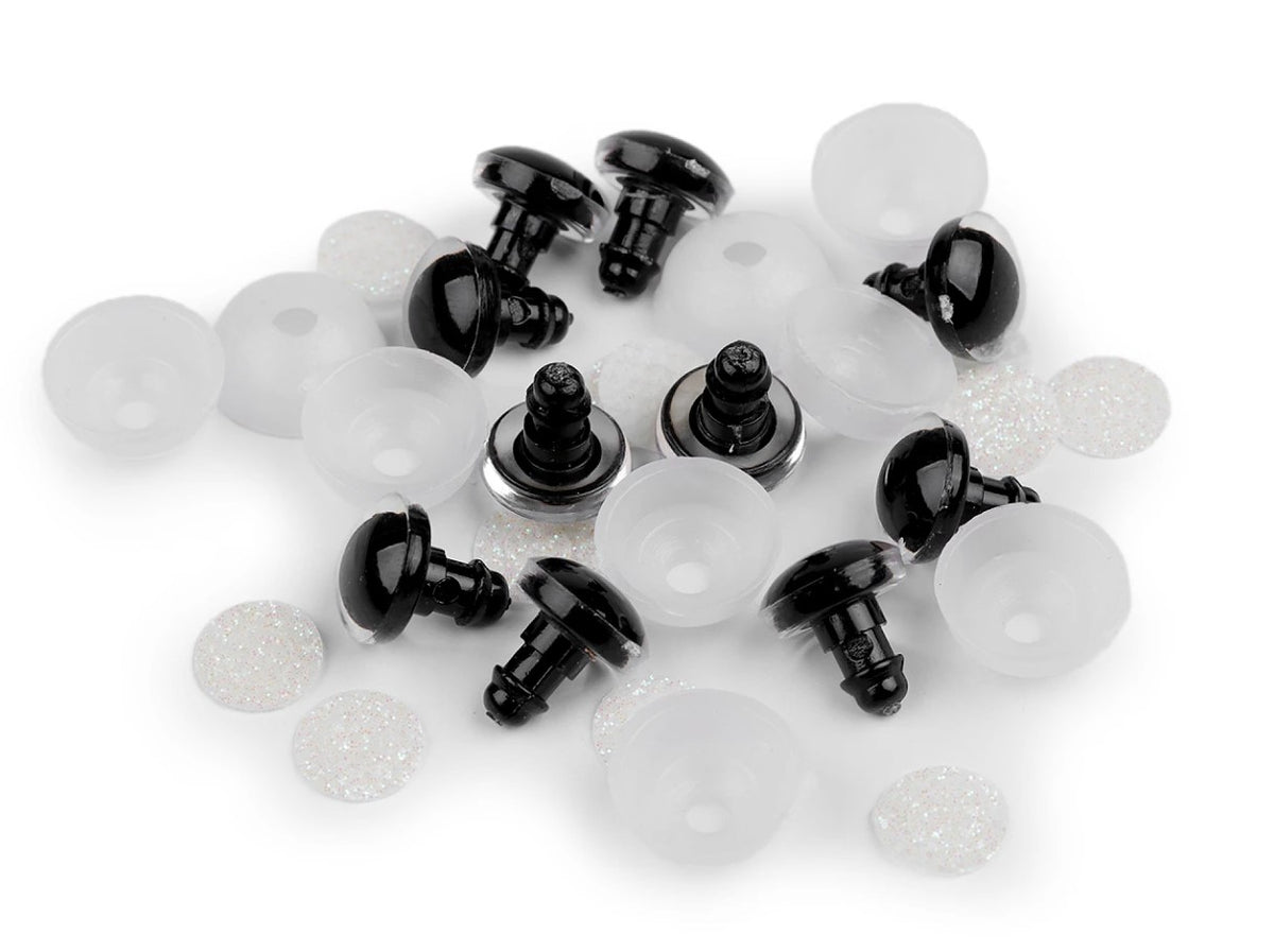 Ochi cu sclipici pentru jucarii Ø12 mm - Crem deschis (10set)