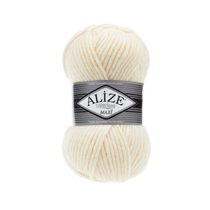 Alize Superlana Maxi – 001 – Cream – fir gros cu lână pentru tricotat