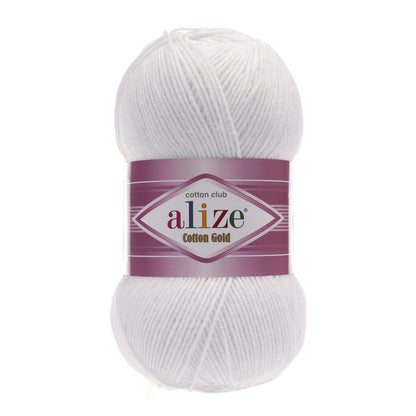 Alize Cotton Gold – 055 – White – fir cu bumbac pentru croșetat