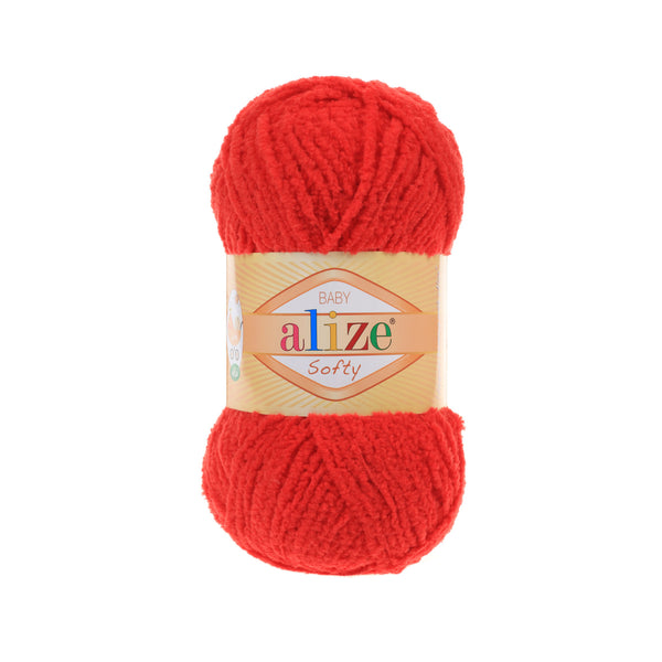 Alize Softy – 056 – Red – fir pufos pentru croșetat