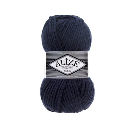 Alize Superlana Maxi – 058 – Dark Blue – fir gros cu lână pentru tricotat