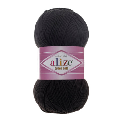 Alize Cotton Gold – 060 – Black – fir cu bumbac pentru croșetat