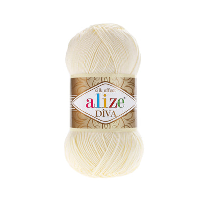 Alize Diva – 067 – Shine Cream – fir fin pentru croșetat și tricotat
