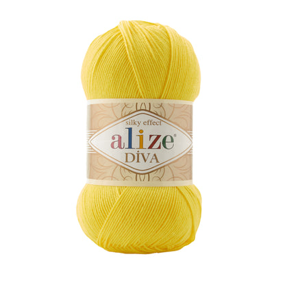 Alize Diva – 110 – Yellow – fir fin pentru croșetat și tricotat