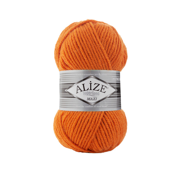 Alize Superlana Maxi – 225 – Orange – fir gros cu lână pentru tricotat