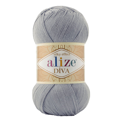 Alize Diva – 355 – Grey – fir fin pentru croșetat și tricotat