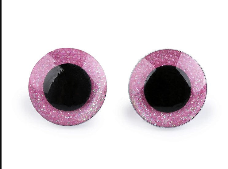 Ochi pentru jucării cu dispozitiv de siguranță/sclipici, Ø25 mm - Pink(2set)