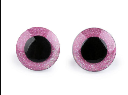 Ochi pentru jucării cu dispozitiv de siguranță/sclipici, Ø25 mm - Pink(2set)