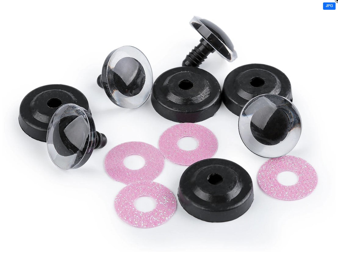 Ochi pentru jucării cu dispozitiv de siguranță/sclipici, Ø25 mm - Pink(2set)