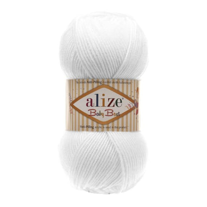 Alize Baby Best – 055 – White – fir moale pentru croșetat și tricotat