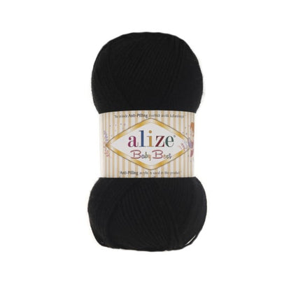 Alize Baby Best – 060 – Black – fir moale pentru croșetat și tricotat