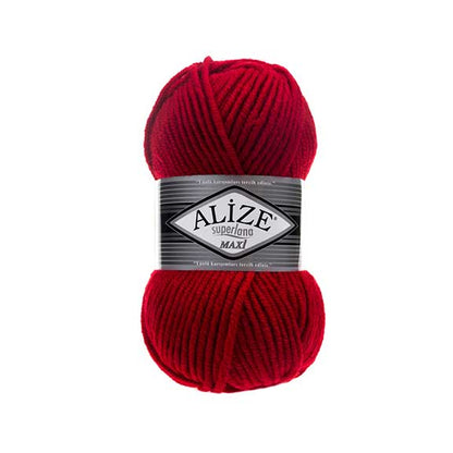 Alize Superlana Maxi – 056 – Red – fir gros cu lână pentru tricotat