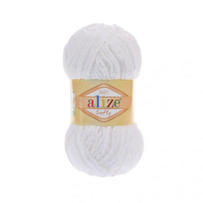 Alize Softy – 055 – White – fir pufos pentru croșetat