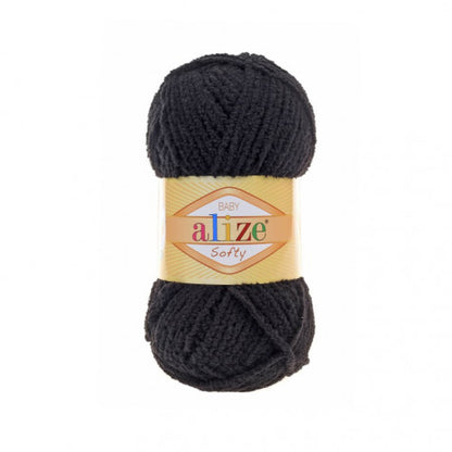 Alize Softy – 060 – Black – fir pufos pentru croșetat