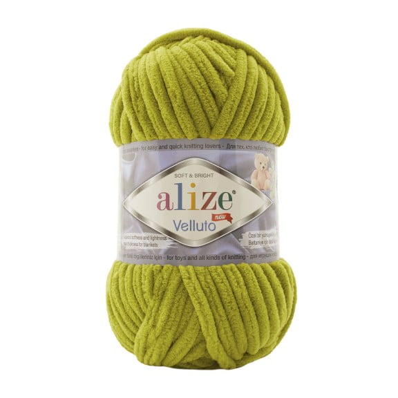 Alize Velluto – 011 – Pistachio Green – fir plușat pentru croșetat