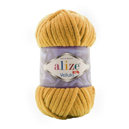 Alize Velluto – 002 – Mustard – fir plușat pentru croșetat