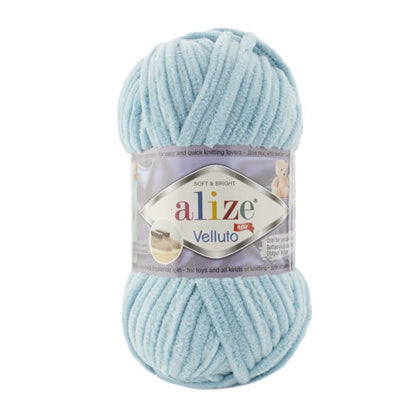 Alize Velluto – 414 – Azure – fir plușat pentru croșetat