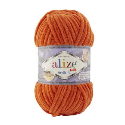 Alize Velluto – 006 – Orange – fir plușat pentru croșetat