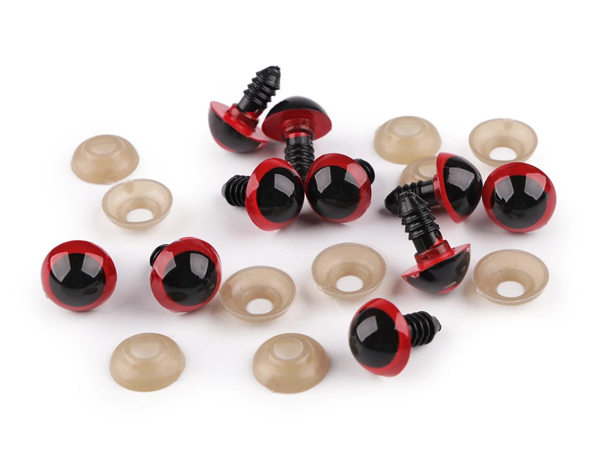 Ochi pentru jucarii cu dispozitiv de prindere Ø14 mm - Rosu (10set)
