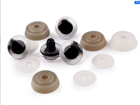 Ochi pentru jucarii cu sclipici - 20mm - Alb (2set)
