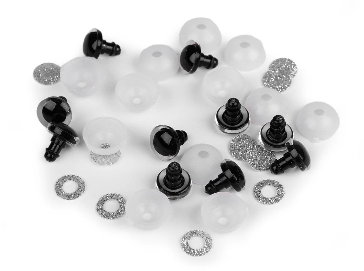 Ochi cu sclipici pentru jucarii Ø12 mm - Argintiu (10set)